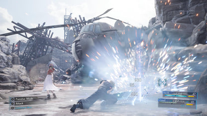 Bandai Namco Final Fantasy VII Remake Intergrade game cover art, featuring characters Cloud and Sephiroth in vibrant artwork.