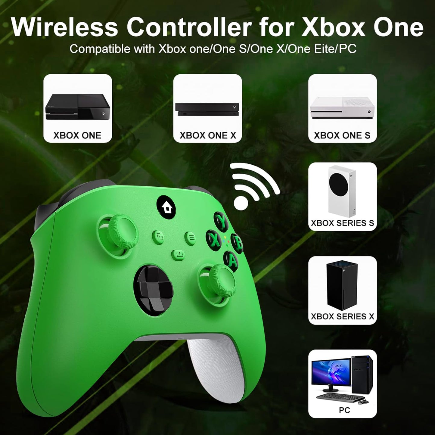 Lampelc Xbox One wireless controller with ergonomic design for Xbox Series X/S, Xbox One, and Windows 7/8/10 gaming systems.