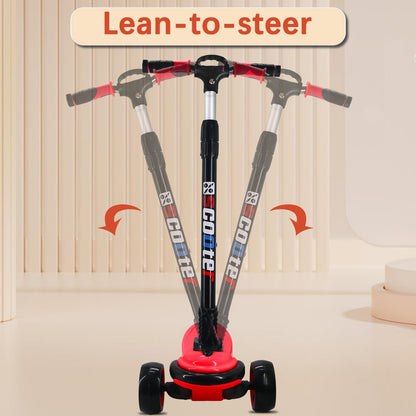 SIMEIQI foldable 3-wheel scooter for kids with adjustable height and flashing LED wheels in action outdoors.