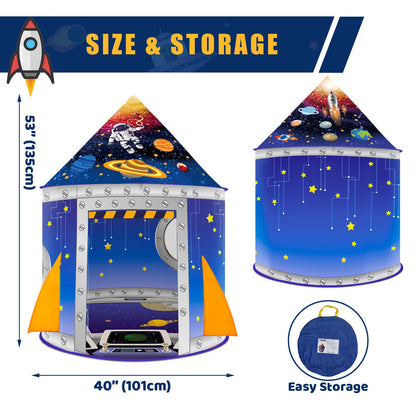 Nicecastle Play Tent for Kids Boys Girls,Rocket Ship Astronaut Spaceship Space Playhouse Indoor Outdoor kids Tent Pop Up Foldable Tents Game Party Birthday Toy for Children Toddler Baby Gift