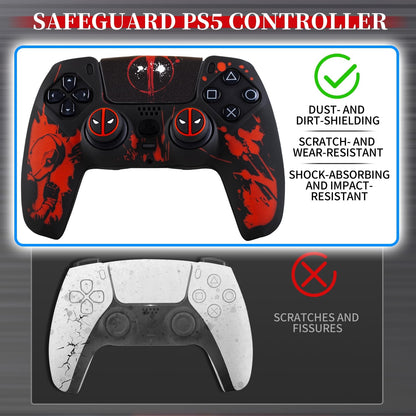 9CDeer PS5 controller non-slip silicone cover with thumbstick caps and sticker, designed for enhanced grip and protection.
