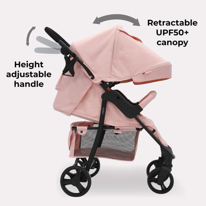 My Babiie MB30 Pushchair – from Birth to 4 Years (22kg), Easy Compact Fold, Large Shopping Basket, Adjustable Handle, Stroller Includes Cup Holder, Rain Cover – Pink Leopard