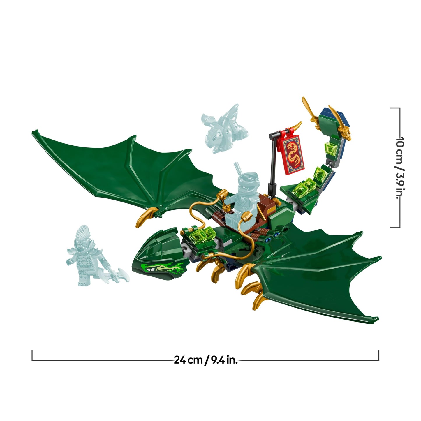 LEGO NINJAGO Lloyd’s Green Forest Dragon building toy with two minifigures, ideal for imaginative play and ninja fans.