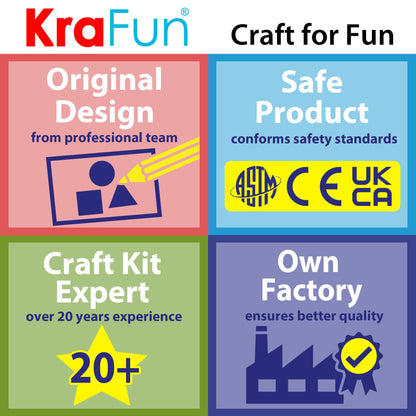 KRAFUN Beginner Embroidery Kit for Kids & Teens Ages 7-12, Simple Patterns with Hoop, Cloth, Threads, Instructions, Educational Craft Gift for Learning Stitches