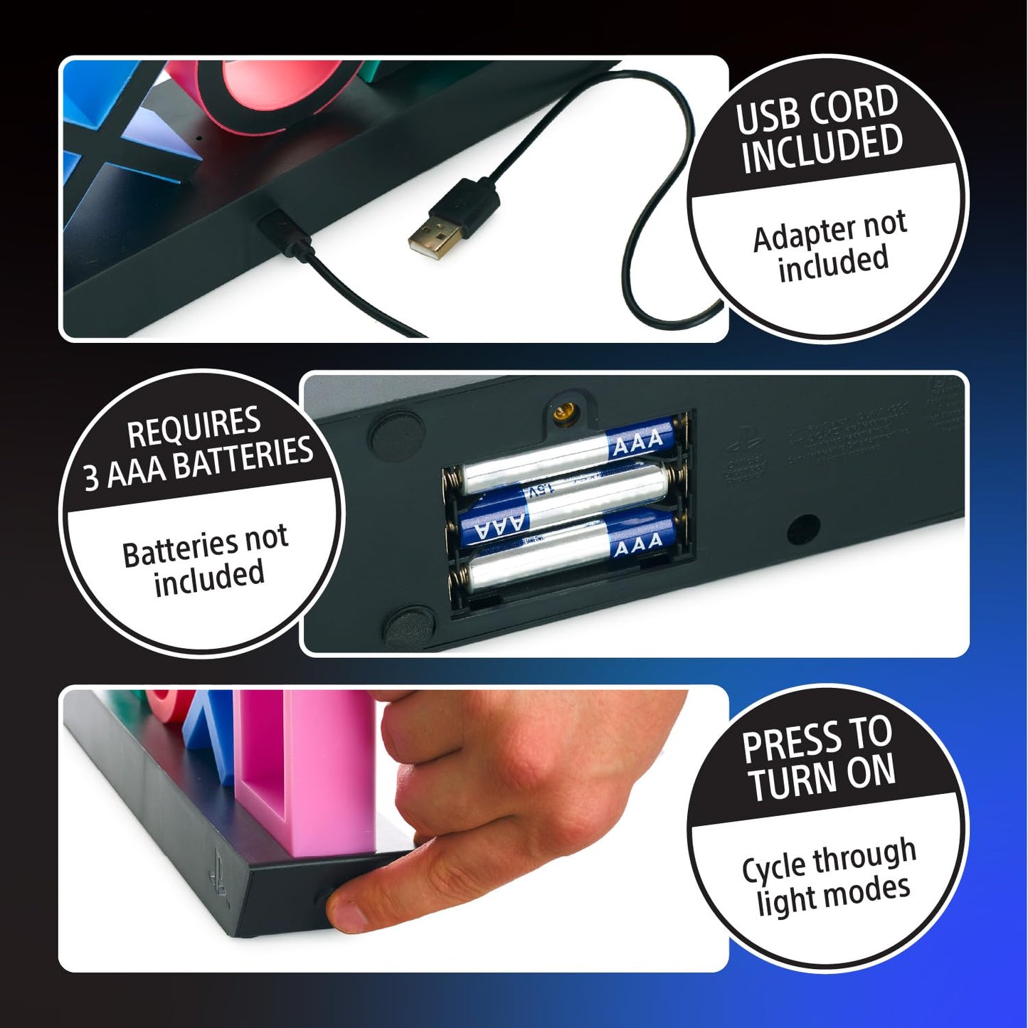 PlayStation Icons Light with 3 Light Modes - Sound Reactive, Dynamic Phasing, and Standard Mode - Gaming Room Decor and Gamer Lighting | Paladone