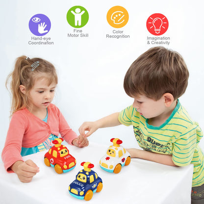 LEADSTAR cartoon wind-up toy cars for toddlers, colorful and engaging, perfect for 1-3 year old boys and girls.