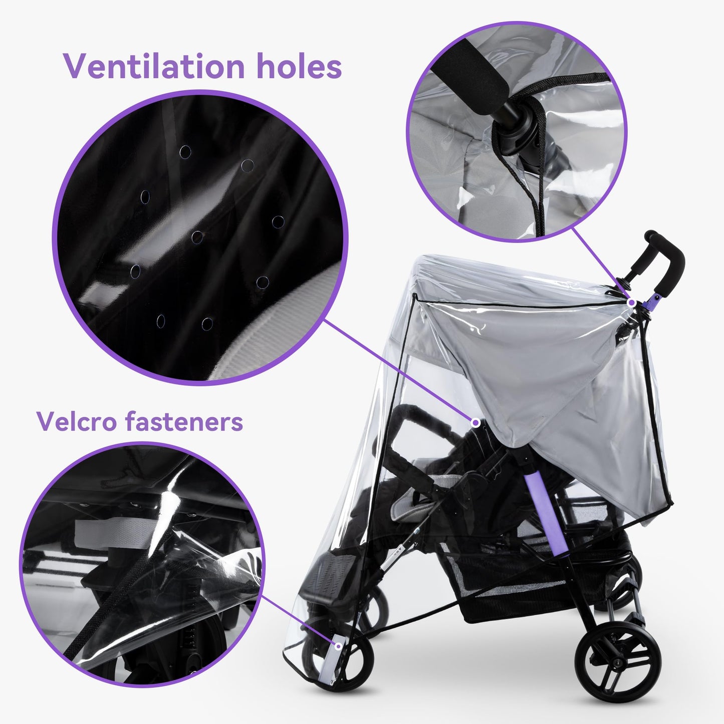 Bemece Twins Stroller Rain Cover Side by Side, Universal Double Stroller Rain Cover for Twins Pushchair Pram Buggy, Rainproof Dustproof Windproof for Outdoor Baby Protection