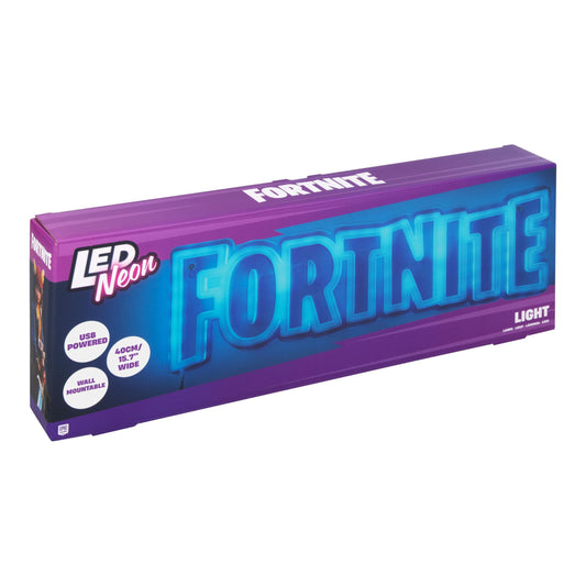 Paladone Fortnite Logo LED neon wall light with power cord, ideal for gaming room or bedroom decor, officially licensed Fortnite lamp