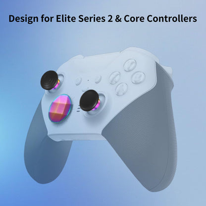 YUNMGALH Elite Series 2 controller accessories kit with rainbow thumbsticks, D-pads, trigger paddles, and storage case for Xbox One.