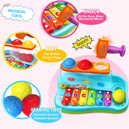 Kaysaitoy baby xylophone toy for 1 year old boys and girls, featuring colorful keys and a hammer for early musical play and learning.