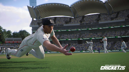 Cricket 26 PS5 game by Nacon showing cover art with cricket players and Ashes tournament branding.