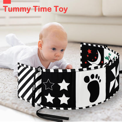 URMYWO black and white sensory baby book for 0-6 months, designed for tummy time and brain development activities.