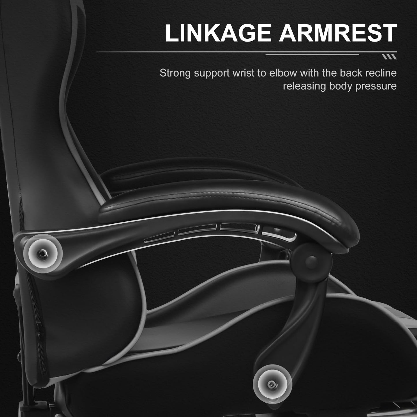 GTPLAYER Gaming Chair, Massage Computer Chairs with Footrest, Headrest and Lumbar Support Height Adjustable Ergonomic 360°-Swivel PC Chair White