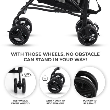 Kinderkraft TIK Lightweight Stroller, Travel Buggy, Sports Stroller, Lightweight - 6.5 kg, Easy Folding and Transport, Ajustable Backrest, from 6 Months up to 17 kg, Beige