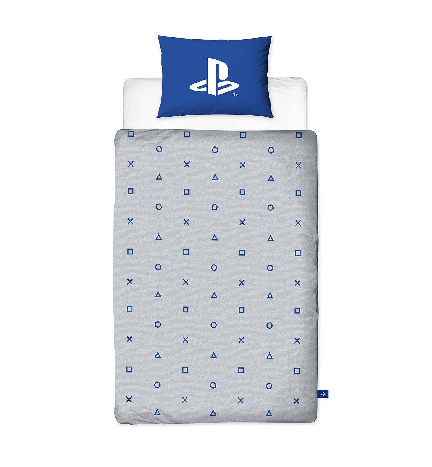 PlayStation official reversible duvet cover with layered design, includes pillow case, perfect for gaming-themed bedroom decor.