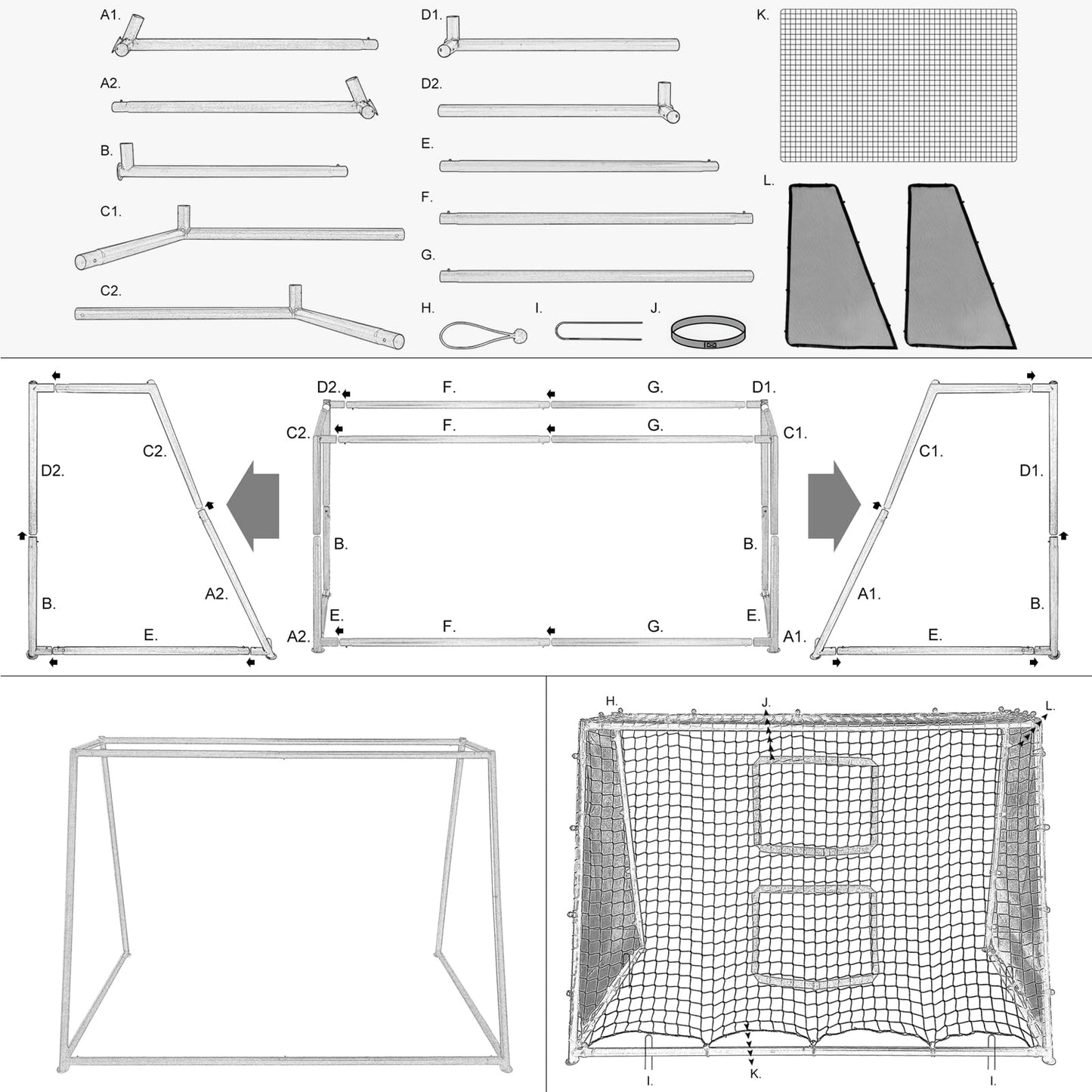 Heavy-duty steel football goals by Amazing Tour, 6ft x 4ft with deep nets, weather-resistant, portable soccer goals for kids.