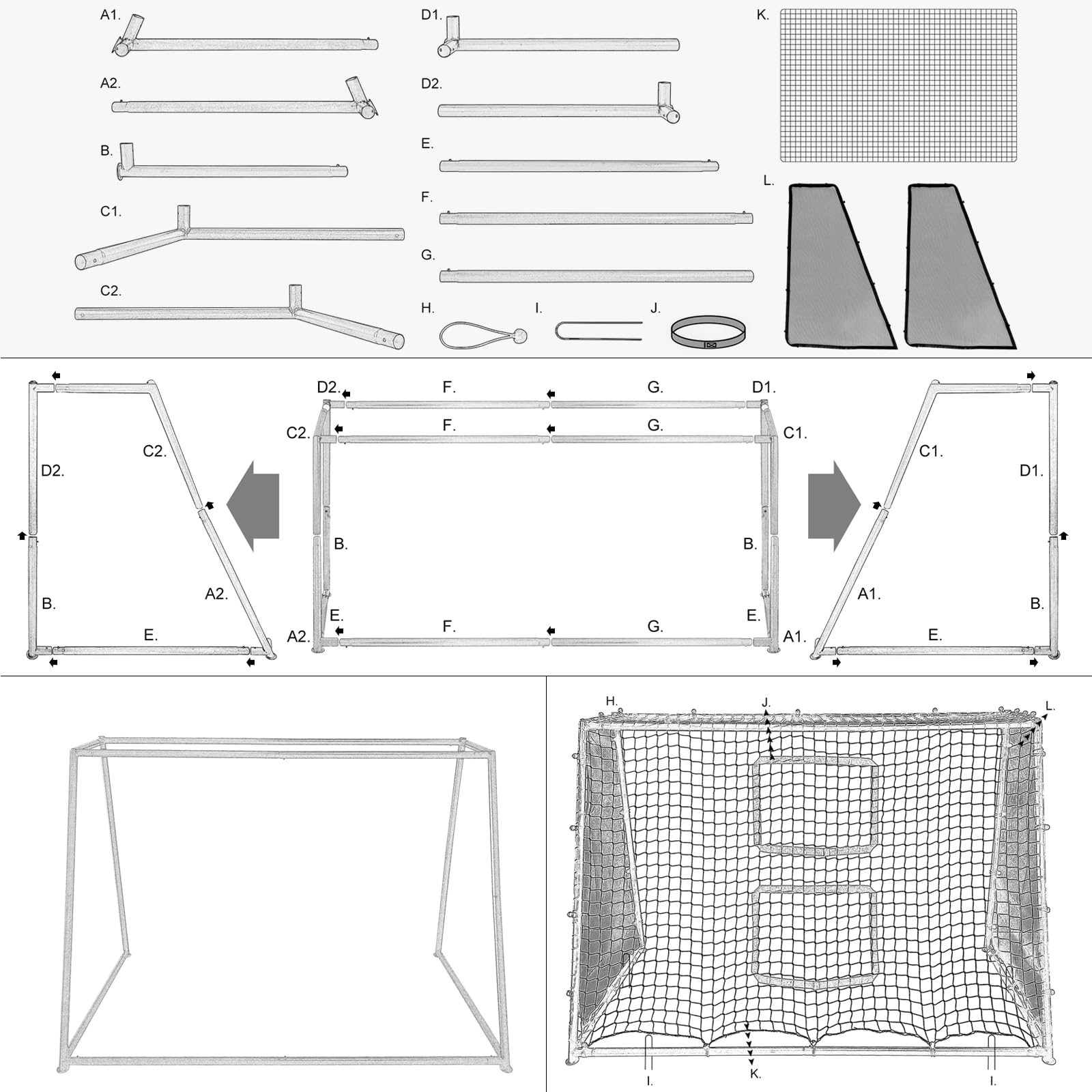 Heavy-duty steel football goals by Amazing Tour, 6ft x 4ft with deep nets, weather-resistant, portable soccer goals for kids.