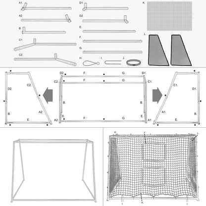 Heavy-duty steel football goals by Amazing Tour, 6ft x 4ft with deep nets, weather-resistant, portable soccer goals for kids.