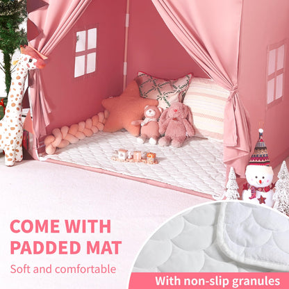 Pink Wilwolfer kids play tent with window, indoor outdoor toddler playhouse for girls and boys, large child’s toy tent for playroom.