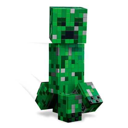 LEGO Minecraft The Creeper toy figure with hidden compartment for pig and TNT element, ideal for gaming fans.