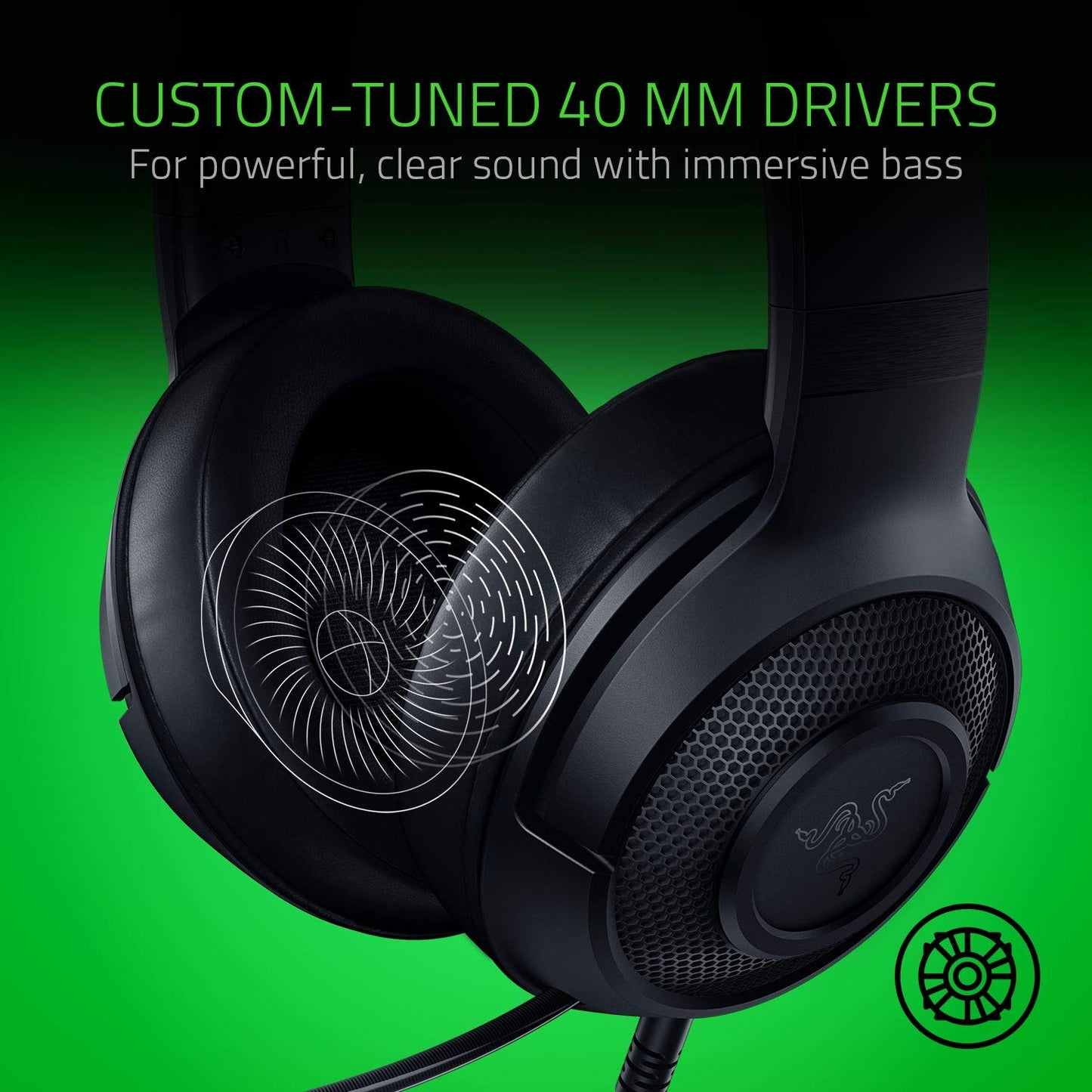 Razer Kraken X Lite - Wired Ultralight PC Gaming Headset - Surround Sound bendable cardioid microphone (230g light, 3.5 jack for PS4, PS5, Switch, Xbox One, Xbox Series X|S) Black