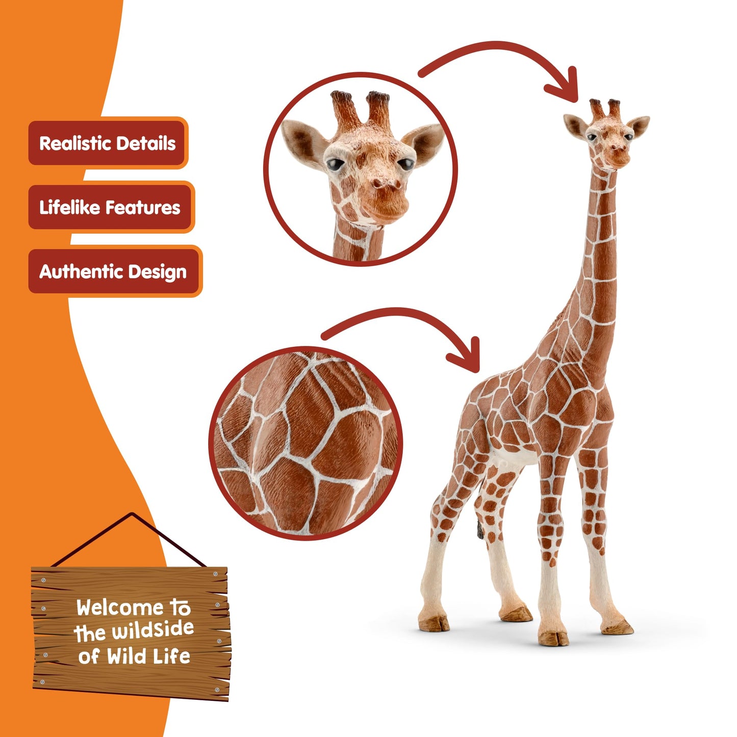 SCHLEICH Wild Life Realistic Female Giraffe Animal Figurine - Authentic Detailed Wild Female Giraffe Toy for Boys and Girls Education Imagination and Play, Highly Durable Gift for Kids Ages 3+