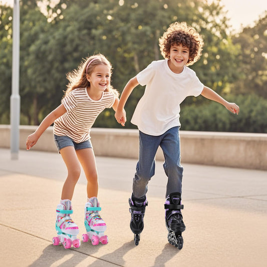 Ylaide kids adjustable inline skates for girls and boys with light-up wheels, designed for beginners, in medium size (UK 1-4).