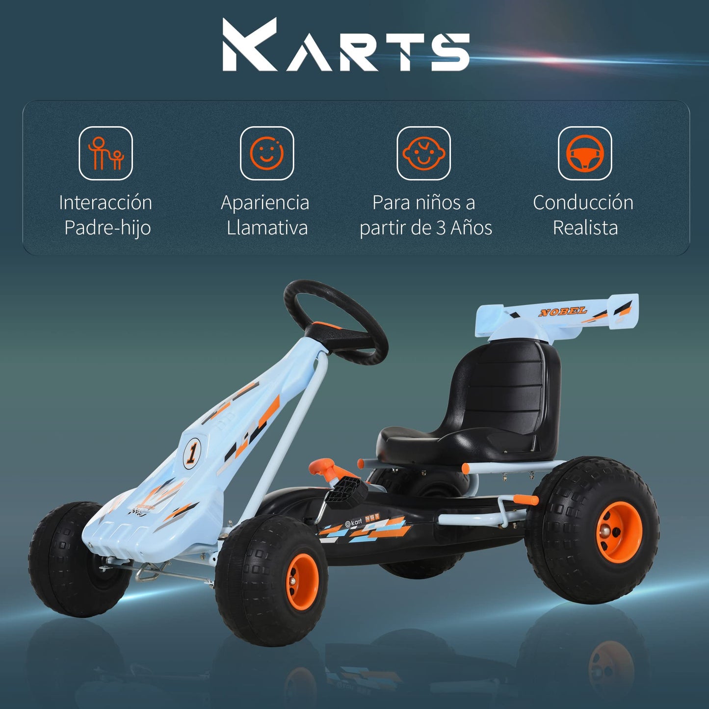 HOMCOM Kids Children Pedal Go Kart Manual Ride On Car w/Brake Gears Steering Wheel Adjustable Seat Outdoor Fun Vehicle 97 x 66 x 59 cm