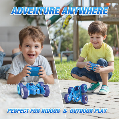 Dual Direct Charging Remote Control Cars with LED Light,High Speed 2.4Ghz 4WD Rc Stunt Car,Indoor and Outdoor 360° Rotates 180°Flips Electric Vehicle Toys Gifts for 3-12 Year Old Boys Girls Kids