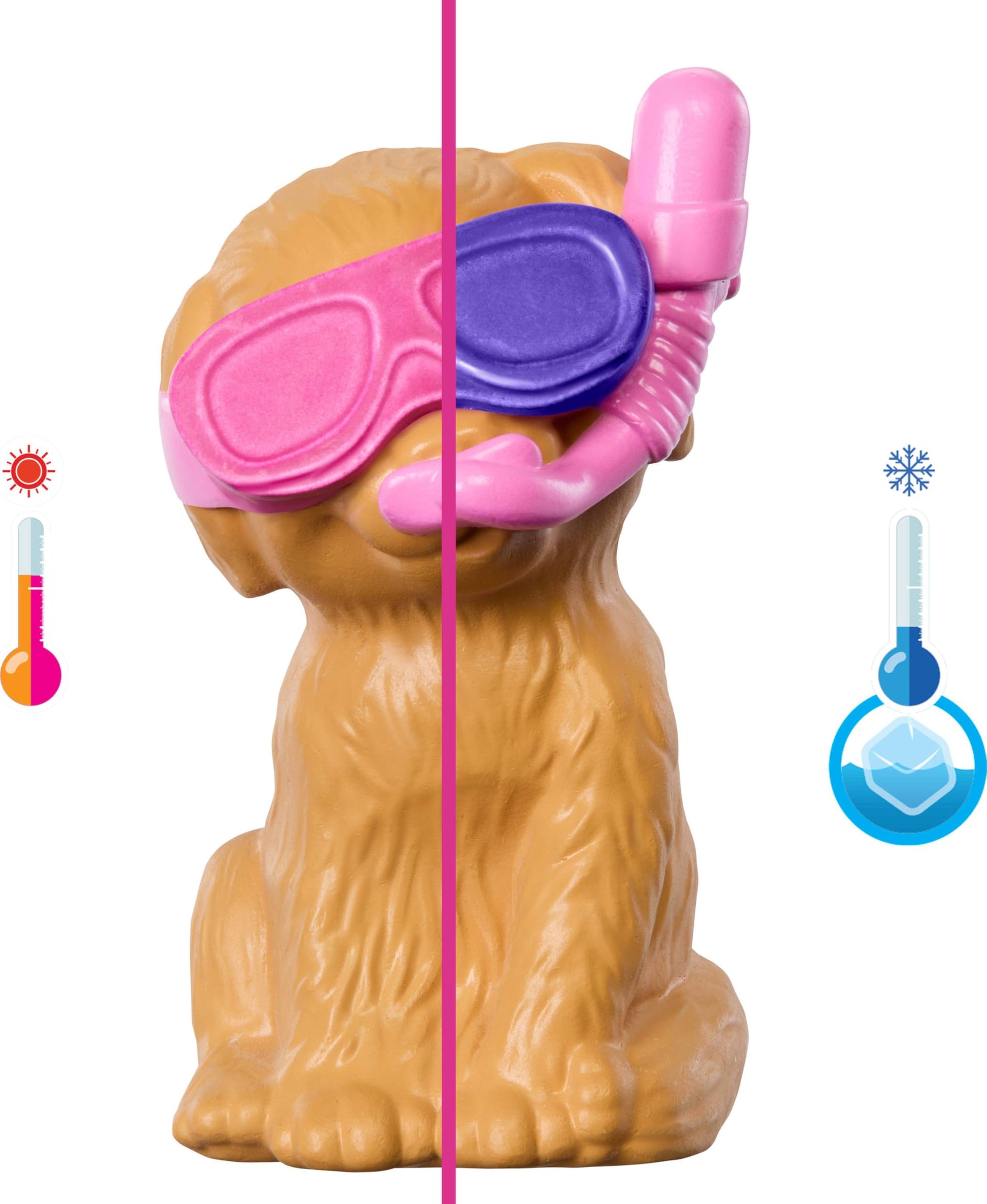 Barbie Puppy Pool Party toy playset with fashion doll, doghouse, slide, heart-shaped pool, two pet dogs, and accessories.