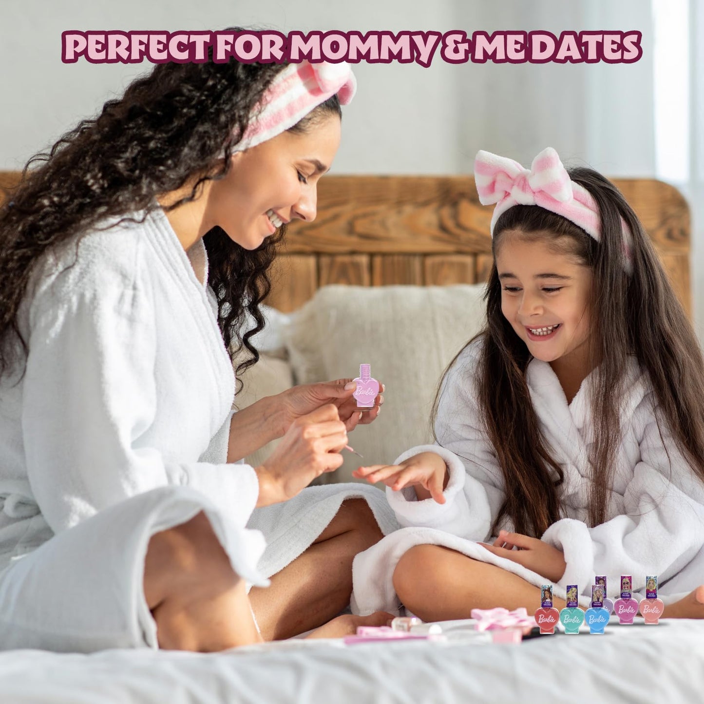 Barbie 18 Piece Set Kids Water Based Nail Polish Makeup Set, Includes 15 Nail Polishes with 2 Toe Spacer and 1 Nail File for Girls Ages 3+ by Townley Girl