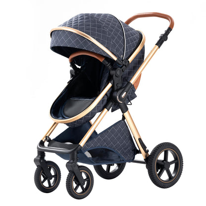 Shineey 3 in 1 Baby Stroller with Height Adjustable Handle,3 in 1 Prams Travel System, Lightweight Foldable Pushchair, Prams with Aluminum Frame for Portable Baby Carriage