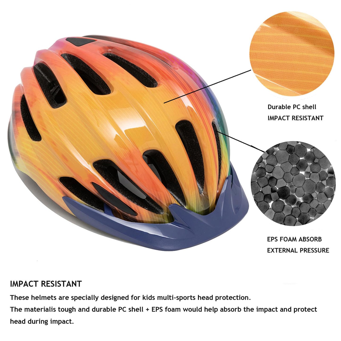Kids Bike Helmet, Boys Girls Bike Helmet Child Cycle Helmet Childrens Bicycle Helmet Cycling Helmet 50-57cm