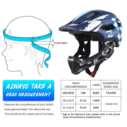 Lixada Kids Full Face Helmet, Detachable Kids Bike Helmet Safety Protection for Cycling Skateboard Scooter
