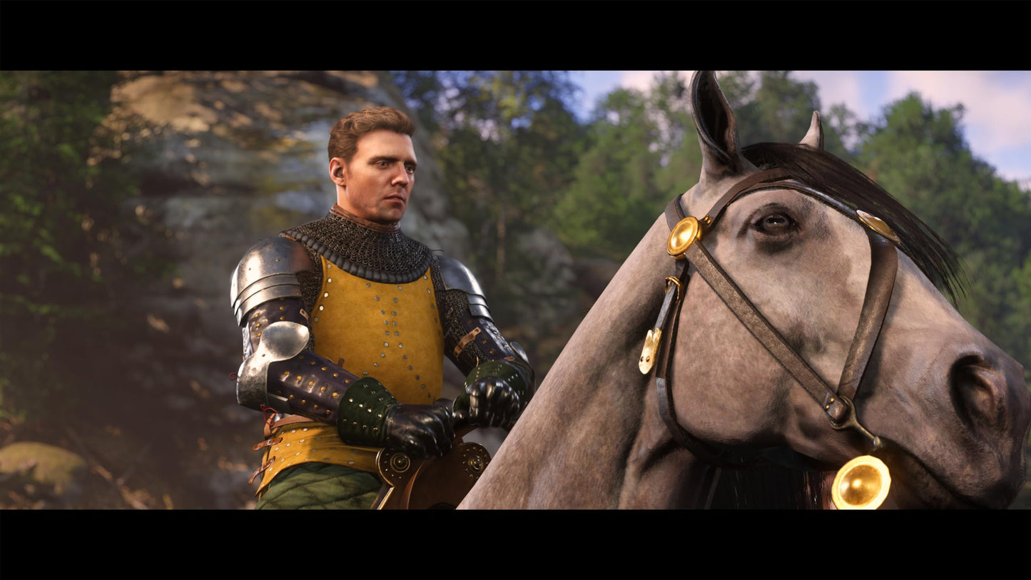 Cover art for Kingdom Come: Deliverance II video game on PlayStation 5, published by Deep Silver, featuring medieval scenery and characters.