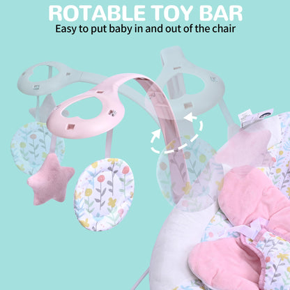 LADIDA baby bouncer for infants, with adjustable speeds, soothing songs, vibrating seat, removable toy bar, lightweight and portable