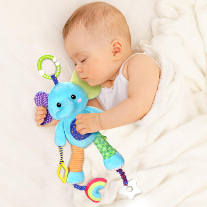Venditer baby pram toy hanging plush rattle and sensory toy for newborns, clip-on car seat stroller activity toy for 0-6 months