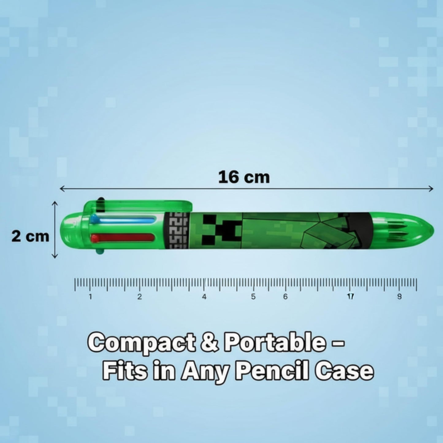 SRVertex Minecraft Multicoloured Pen - 6-in-1 Retractable Ballpoint Pens Rainbow Barrel Novelty Pens Kids Office School Supplies, Students Pen Children Gift 3+ Years