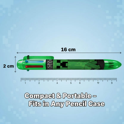 SRVertex Minecraft Multicoloured Pen - 6-in-1 Retractable Ballpoint Pens Rainbow Barrel Novelty Pens Kids Office School Supplies, Students Pen Children Gift 3+ Years
