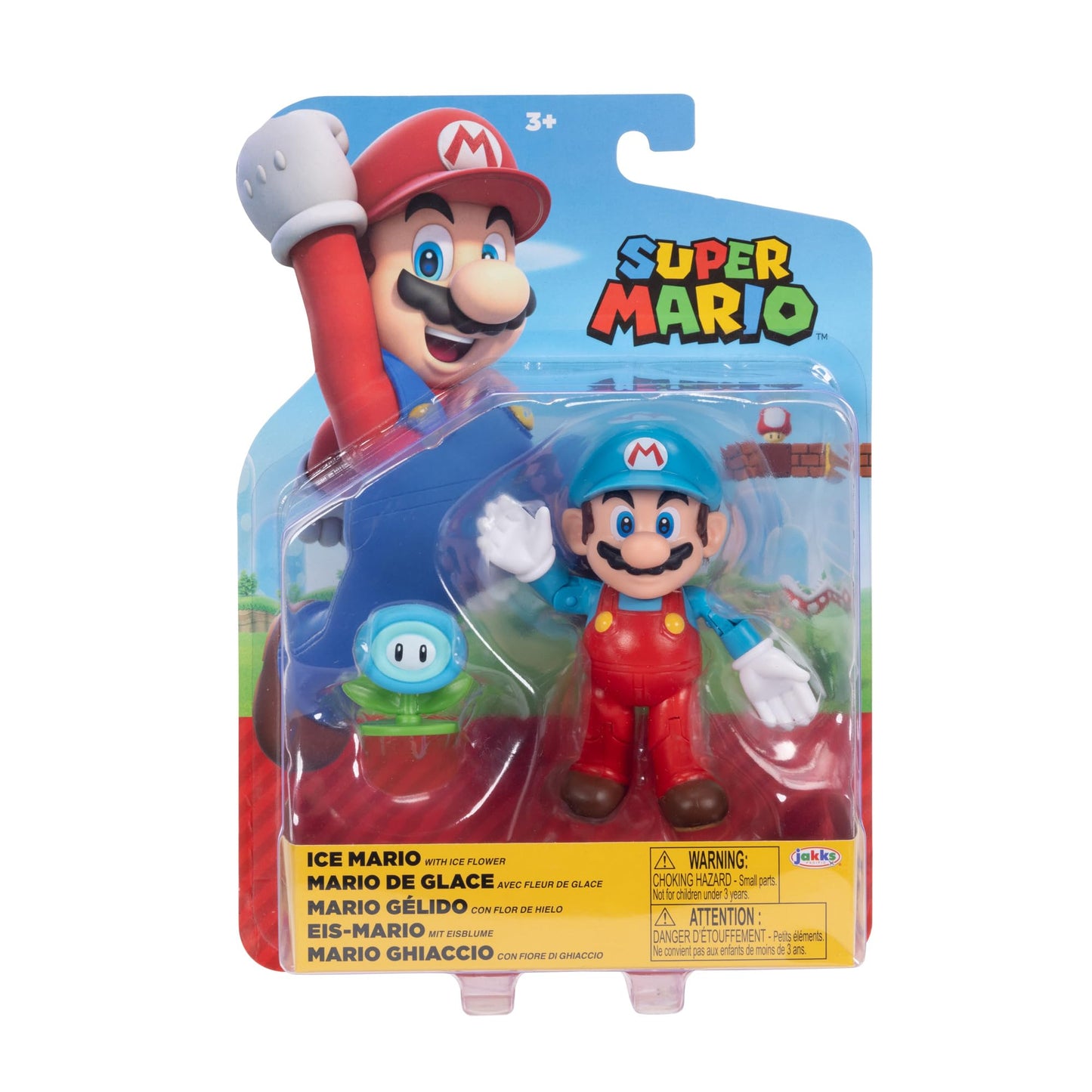 Super Mario Super Mario Ice Mario action figure with flower accessory, 4-inch Nintendo character from JAKKS Pacific World of Nintendo