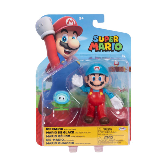 Super Mario Super Mario Ice Mario action figure with flower accessory, 4-inch Nintendo character from JAKKS Pacific World of Nintendo