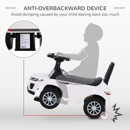 HOMCOM 3-in-1 Ride On Car Foot To Floor Slider Toddler w/Horn Steering Wheel NO POWER Manual Under Seat Storage Safe Design for 1-3 Year Old White