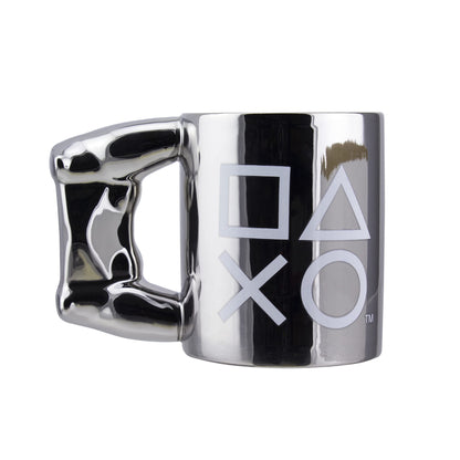 PlayStation Paladone DS4 Silver Controller Mug, Ceramic Coffee Mug for Gamers, 550 ml, Multicolored, PP9388PS