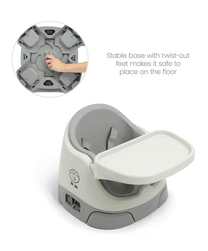 Mamas & Papas Baby Bug Booster Seat for Dining, Detachable Tray, Harness, Adjustable Seat and Non-Slip Feet, Pebble Grey