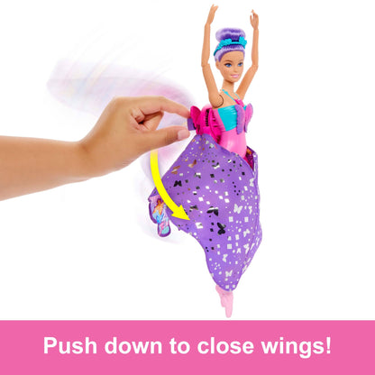 Barbie Dance and Flutter Doll with 2-in-1 Transformation from Dancer to Butterfly with Opening Wings, Purple Hair, Headpiece & Removable Tutu, HXJ10