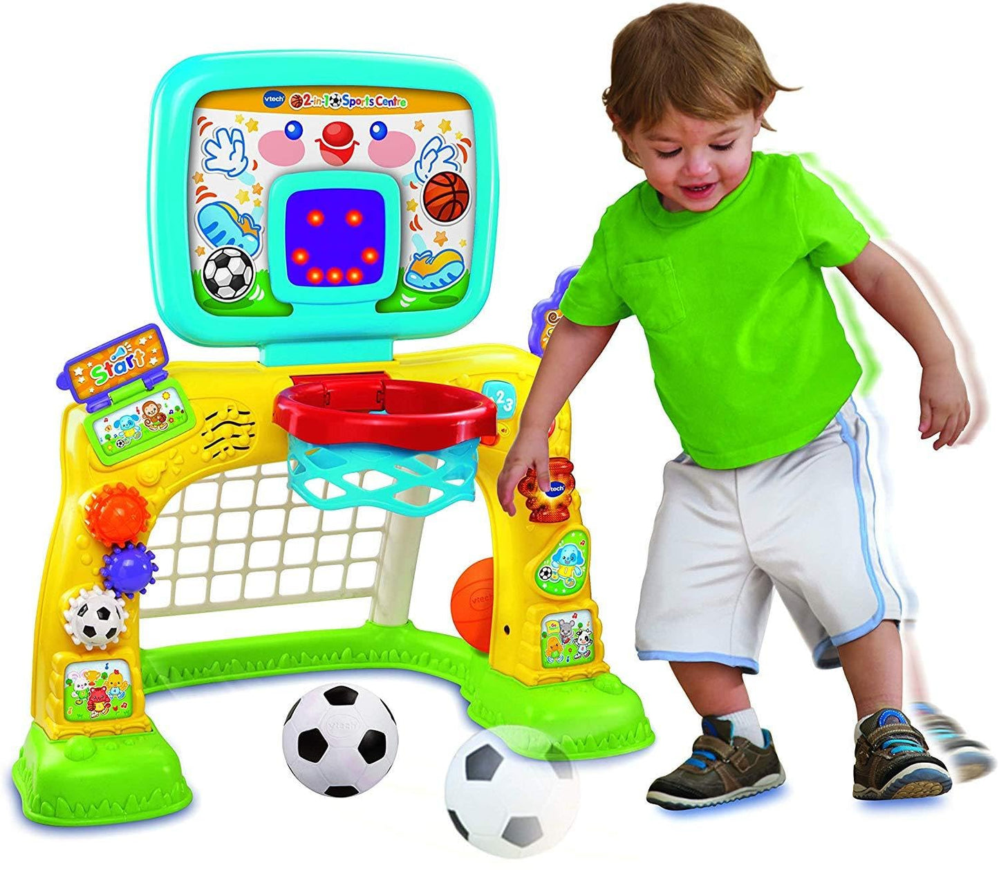 VTech 3-in-1 Sports Centre, Baby Interactive Toy with Colours and Sounds, Learning with Role-Play, Suitable for Baby Boys & Girls from 12 to 36 Months (Yellow/Blue), English Version