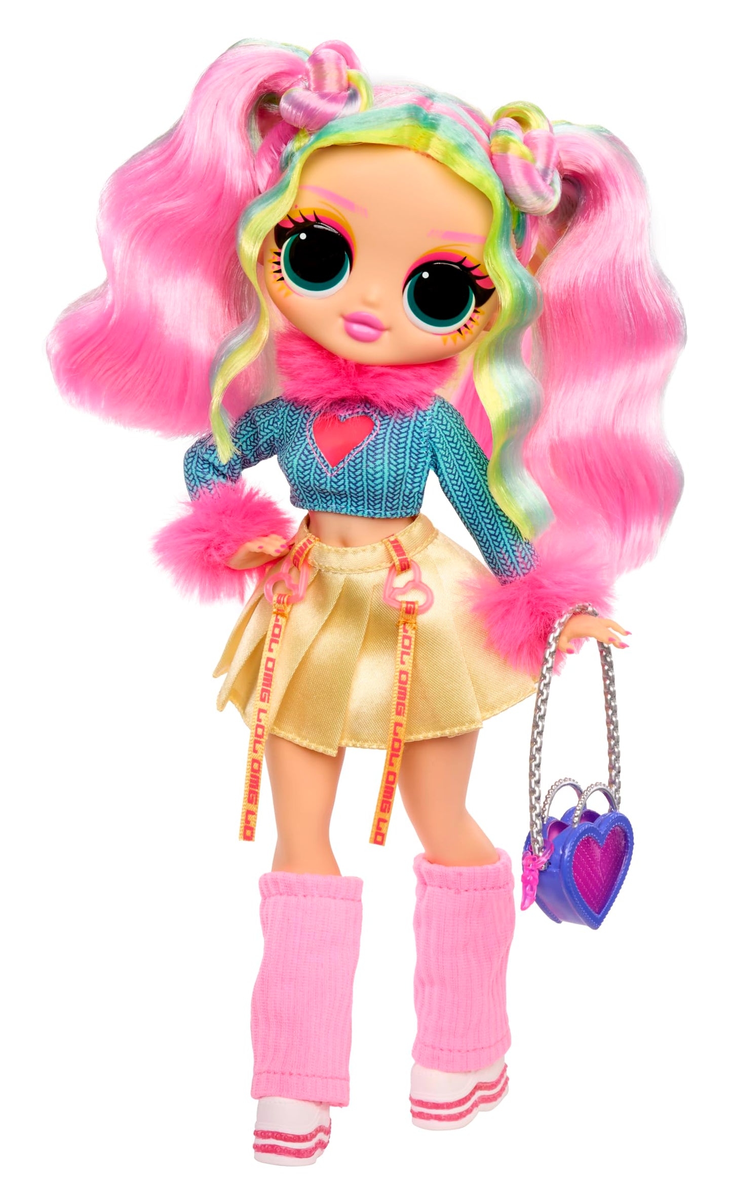 L.O.L. Surprise! OMG Doll Bubblegum D.J. in stylish outfit with accessories, showcasing vibrant colors and fun details.