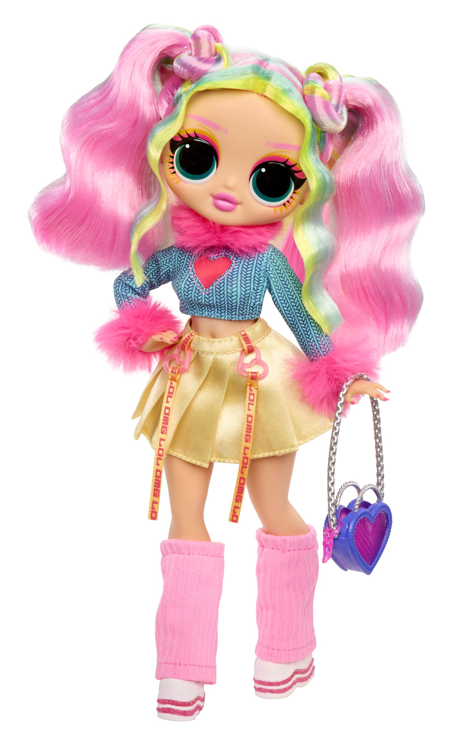 L.O.L. Surprise! OMG Doll Bubblegum D.J. in stylish outfit with accessories, showcasing vibrant colors and fun details.