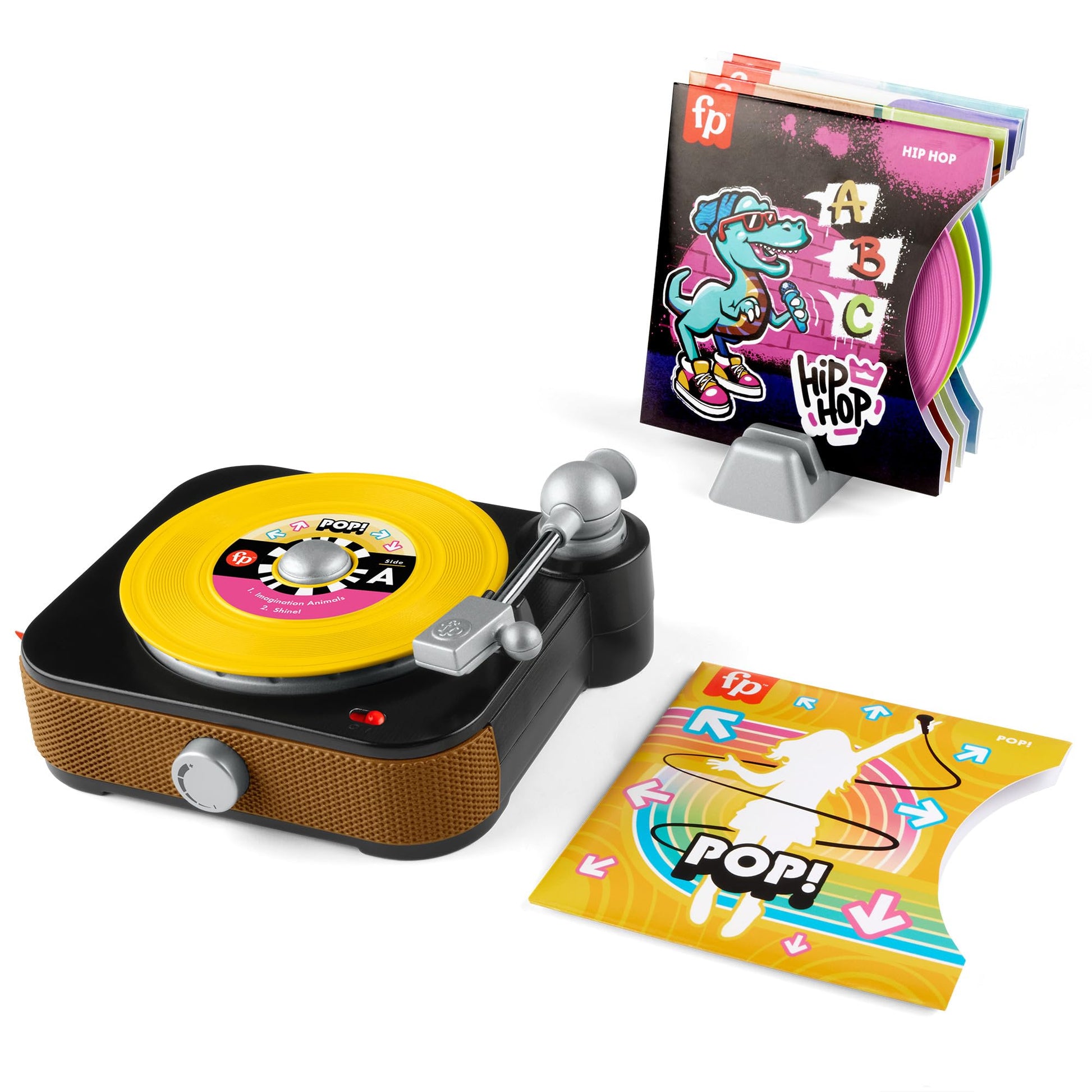 Fisher-Price Musical Toy Rockin’ Record Player for preschool kids, featuring colorful buttons and pretend play features.