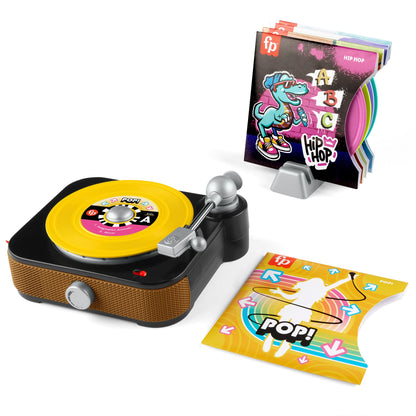 Fisher-Price Musical Toy Rockin’ Record Player for preschool kids, featuring colorful buttons and pretend play features.